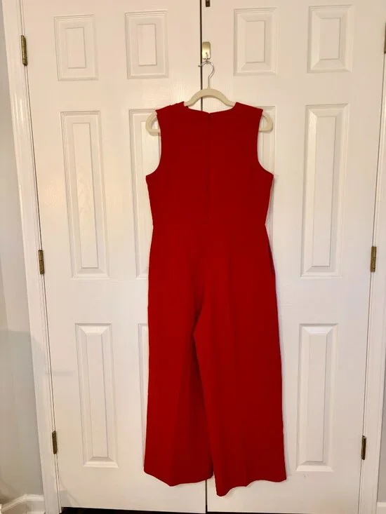 Banana Republic Crepe Sleeveless Cowl-Neck Jumpsuit Cherry Red 12 - Picture 2 of 10